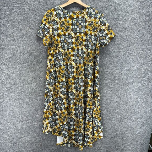 LulaRoe Dress Women M Medium Brown Geometric Shift Midi Short Sleeve Casual - Picture 2 of 7